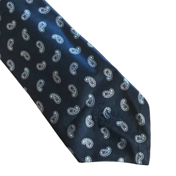 Vintage Countess Mara Black Paisley Tie, Jack Henry of Kansas City Vintage Tie - Picture 1 of 6